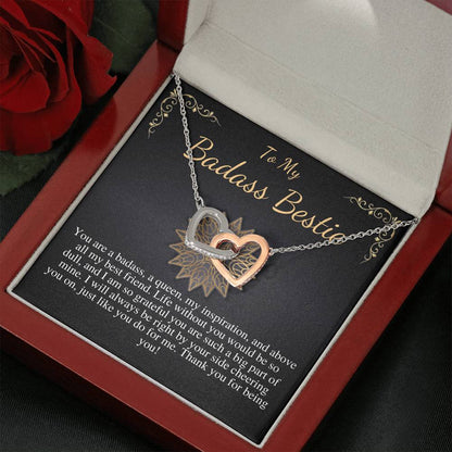 To My Badass Bestie Necklace, Gift For Friends, BFF Gift, Friendship Gift, Friendship Necklace, Friend Christmas Gift,Linked Heart #0594