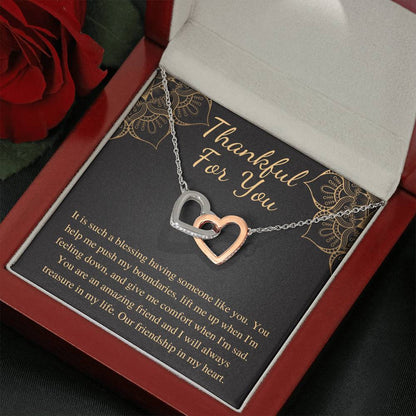 Thank You Gift For Friend, Thankful For You Thanksgiving Gifts For Best Friend Appreciation Necklace Gift, Christmas Gift,Linked Heart #0577