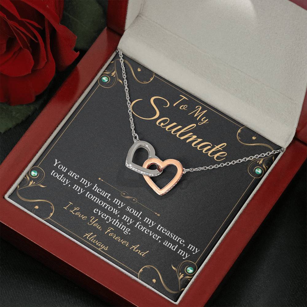To my soulmate necklace, You are my heart, my soul, forever and always, wife gift, girlfriend gift, Wife Anniversary Gift,Linked Heart #0627