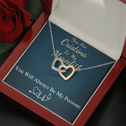You Are The Cristina To My Meredith Necklace, Grey's Anatomy, Best Friend Gift, Grey Anatomy Gift, My Person Necklace, Linked Heart #0579