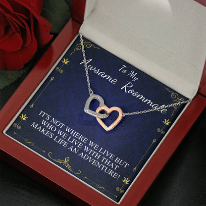 Gift for Roommate, Necklace for Roommate, Roommate Birthday Gift, Roommate Appreciation Gift, Roomie Christmas Gift, Linked Heart #0588