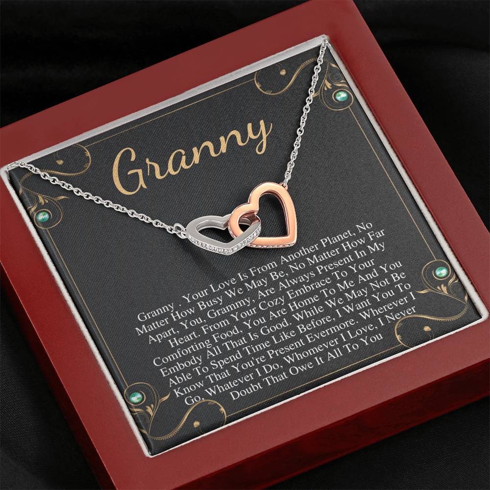 Gift For Granny Necklace, Granny Birthday Gift From Granddaughter/Grandson To Granny Necklace Granny Bday Gift Idea, sInterlock Hearts #0500
