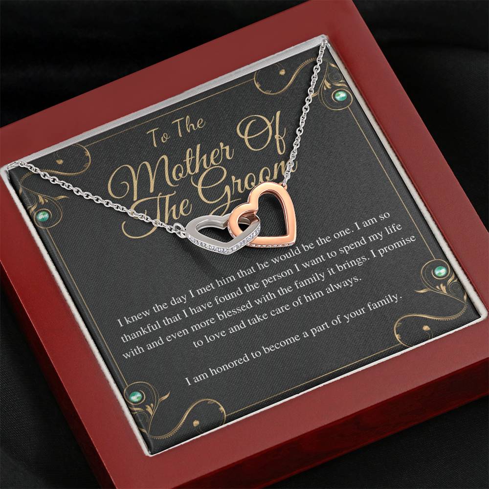 Interlocking Heart, Mother of the Groom Gift from Bride, Mother-In-Law Gift,Gift for Mother of the Groom, Mother of the groom necklace #0128