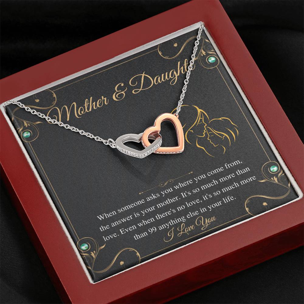 Mother Daughter Necklace, Mothers Day Gift from Daughter, Gifts for Mom From Daughter, Necklace For Mom On Birthday, Interlock Hearts #0474