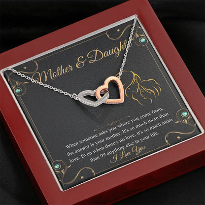 Mother Daughter Necklace, Mothers Day Gift from Daughter, Gifts for Mom From Daughter, Necklace For Mom On Birthday, Interlock Hearts #0474