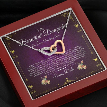 Interlocking Heart Necklace, Jewelry Gift for Daughter on Wedding Day from Dad, Bride Gift from Dad, Daughter Wedding Gift from Father #0062