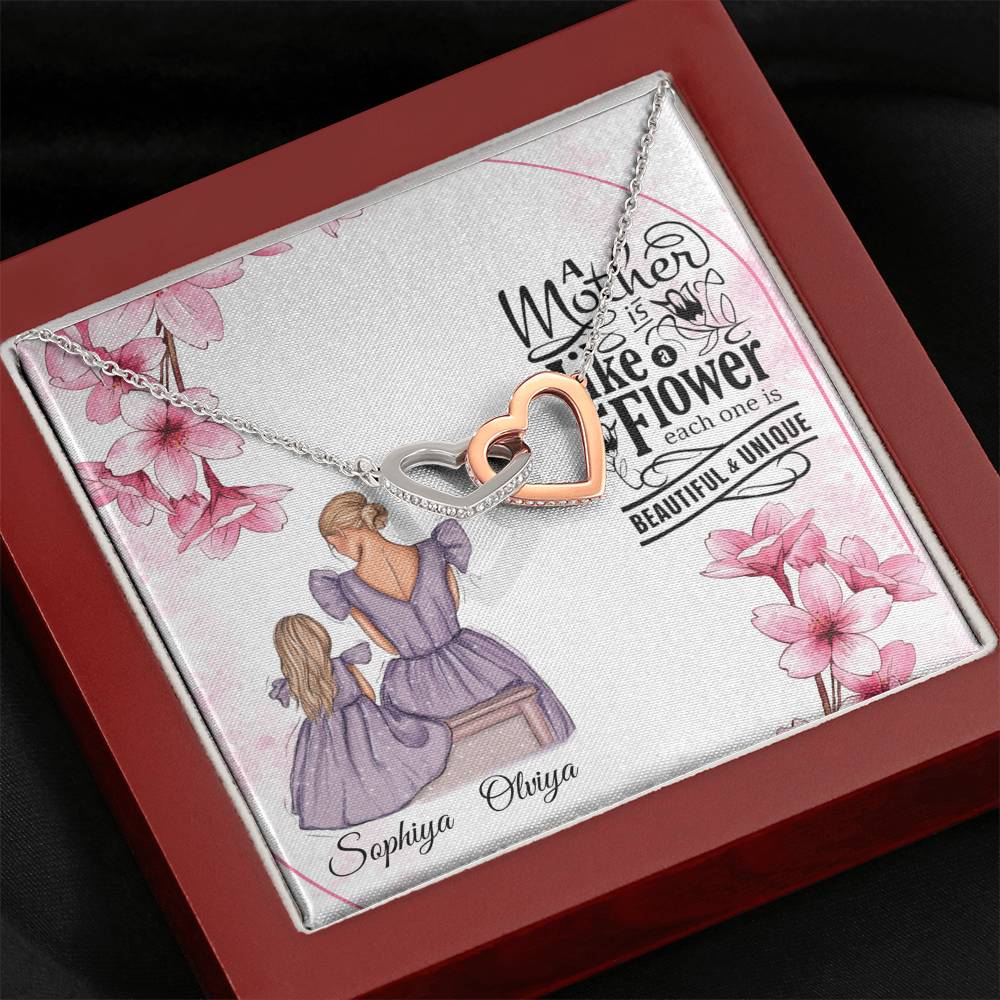 To My Beautiful Mom, Mother Gift Jewelry, Gift For Mother From Daughter, Necklace Gift For Mom, Gift Thank You Mom, Interlock Heart #0516