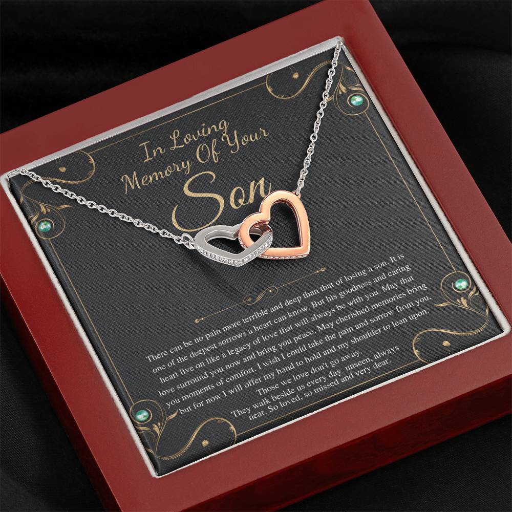Memorial gift Son Loss of Son In Memory of Son Sorry for your loss of Son loss of loved one, bereavement gift, Interlocking Heart #0331