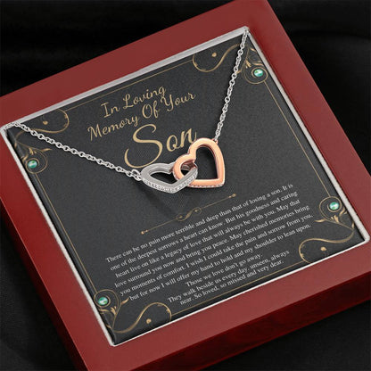 Memorial gift Son Loss of Son In Memory of Son Sorry for your loss of Son loss of loved one, bereavement gift, Interlocking Heart #0331
