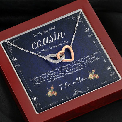 Interlocking Heart, Gift For Cousin Wedding Day Bride Gift From Cousin Bride necklace Gift For Cousin Wedding Gift For My Cousin #0110
