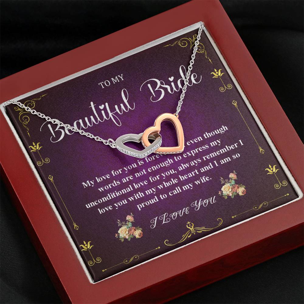 Interlocking Heart, Wedding Day Gift For Bride From Groom, To My Bride Gift From Groom, Groom To Future Wife, Engagement Gift For Her #0044