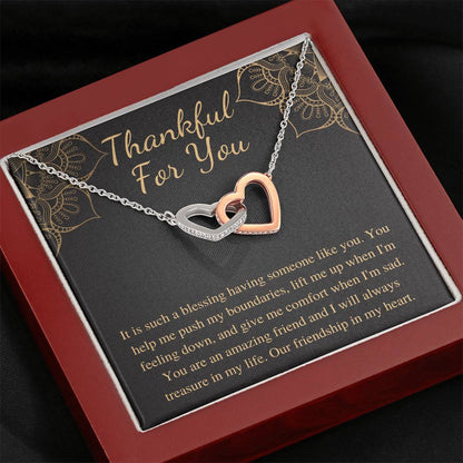 Thank You Gift For Friend, Thankful For You Thanksgiving Gifts For Best Friend Appreciation Necklace Gift, Christmas Gift,Linked Heart #0577