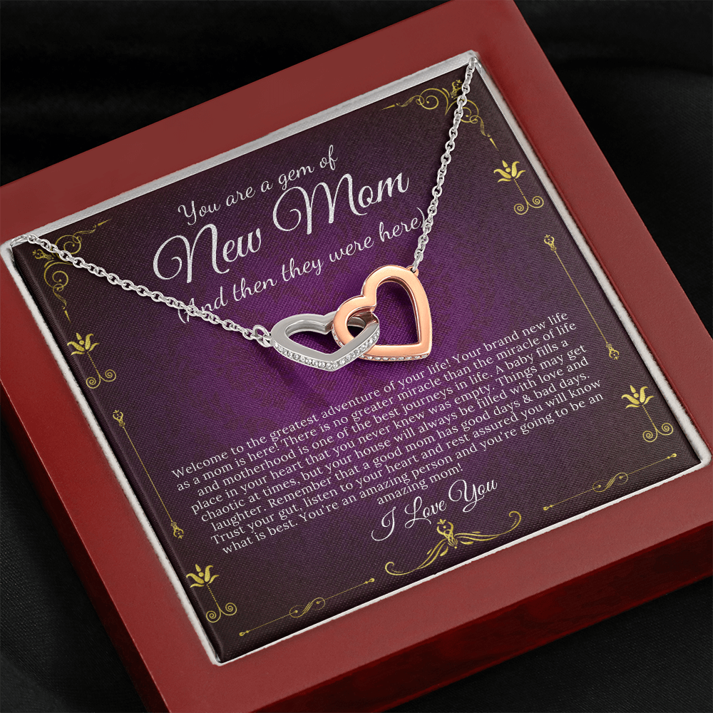 New Mom Gift Jewelry First Time Mom Gift for First Mother's Day Gift For New Mommy Gift For Baby Shower, Interlocking Heart #0262 new