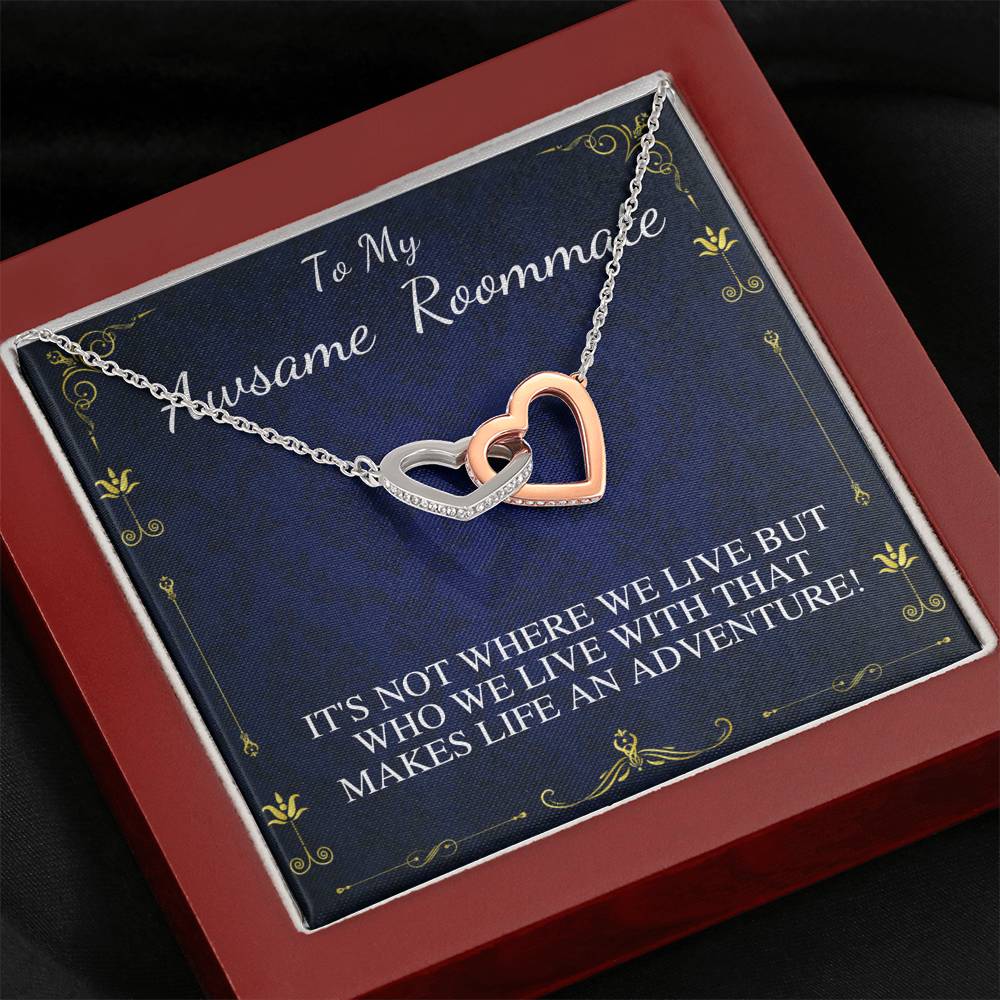 Gift for Roommate, Necklace for Roommate, Roommate Birthday Gift, Roommate Appreciation Gift, Roomie Christmas Gift, Linked Heart #0588