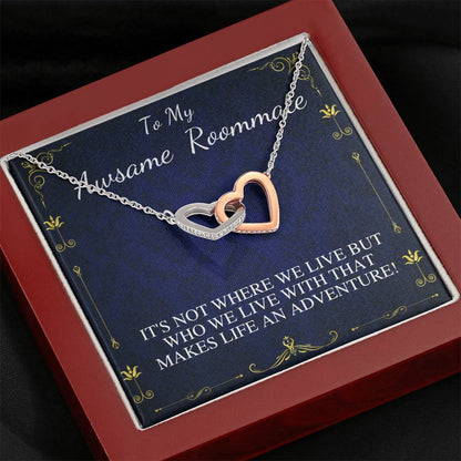 Gift for Roommate, Necklace for Roommate, Roommate Birthday Gift, Roommate Appreciation Gift, Roomie Christmas Gift, Linked Heart #0588