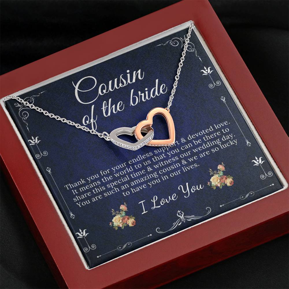 Interlocking Heart, Cousin Of The Bride Necklace Gift, Wedding Gift From Bride And Groom, Bridal Party Thank You Gift, Gift For Cousin #0139