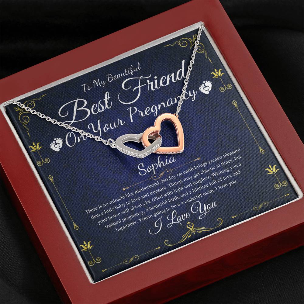 Best Friend Gift On Pregnancy, Pregnant Friend Gift For Best Friend Baby, Soon To Be Mom Gift, Pregnancy Necklace, Interlocking Heart #0219