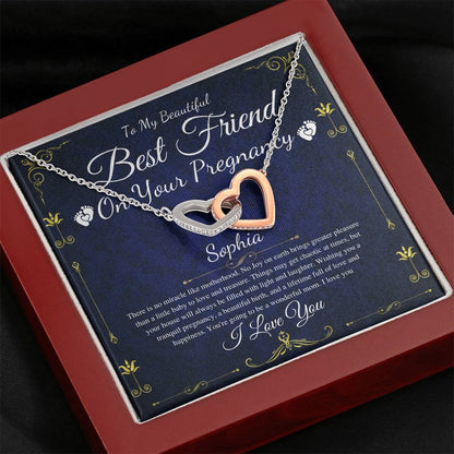 Best Friend Gift On Pregnancy, Pregnant Friend Gift For Best Friend Baby, Soon To Be Mom Gift, Pregnancy Necklace, Interlocking Heart #0219