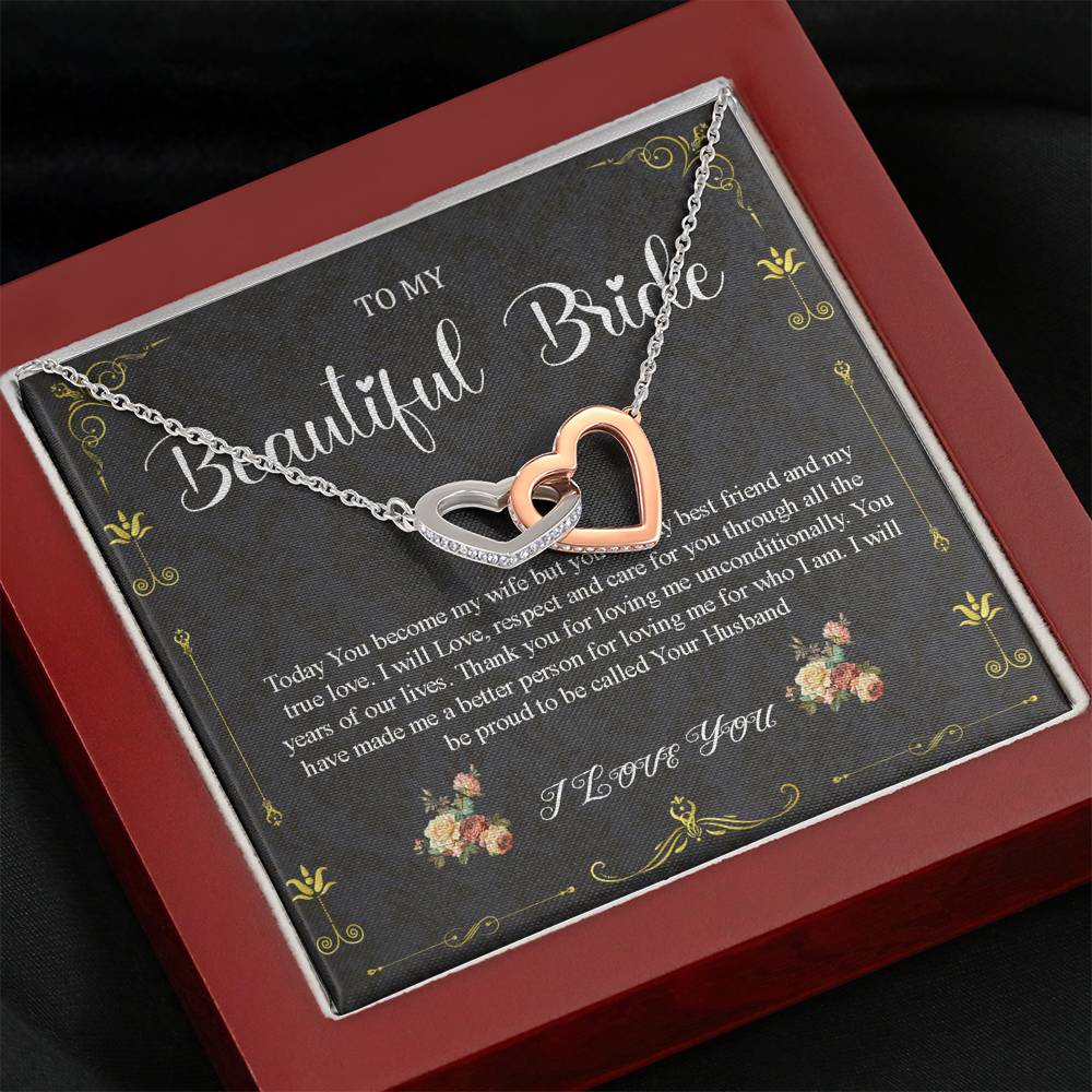 Interlocking Heart, To My Bride Gift From Groom, Groom To Future Wife, Engagement Gift For Her, Wedding Day Gift For Bride From Groom #0043