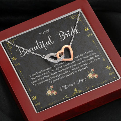 Interlocking Heart, To My Bride Gift From Groom, Groom To Future Wife, Engagement Gift For Her, Wedding Day Gift For Bride From Groom #0043