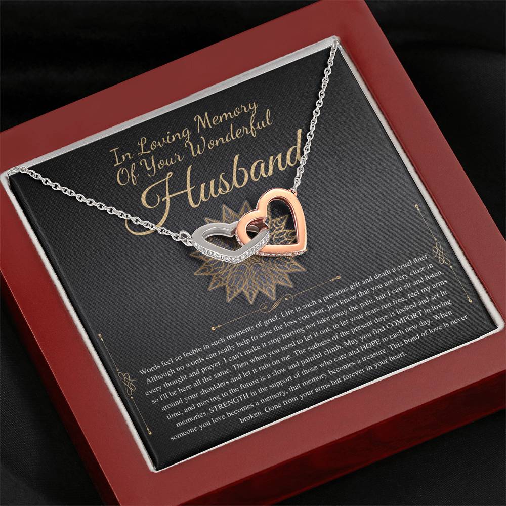 Loss of Husband Memorial Gift Husband In Memory of Husband Sorry for Your Loss of Spouse Loss of Loved One , Interlocking Heart #0303
