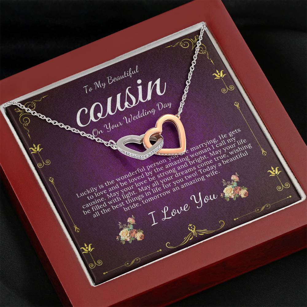 Interlocking Heart, Gift For Cousin Wedding Day Bride Gift From Cousin Bride necklace Gift For Cousin Wedding Gift For My Cousin #0109