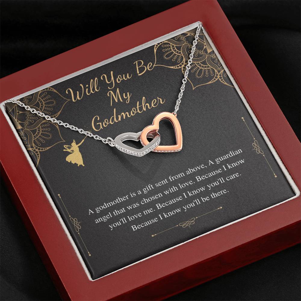 Godmother Proposal Necklace: Godmother Gift, Godmother Proposal,Fairy Godmother,Will You Be My Godmother,From Godchild,Interlock Heart #0463