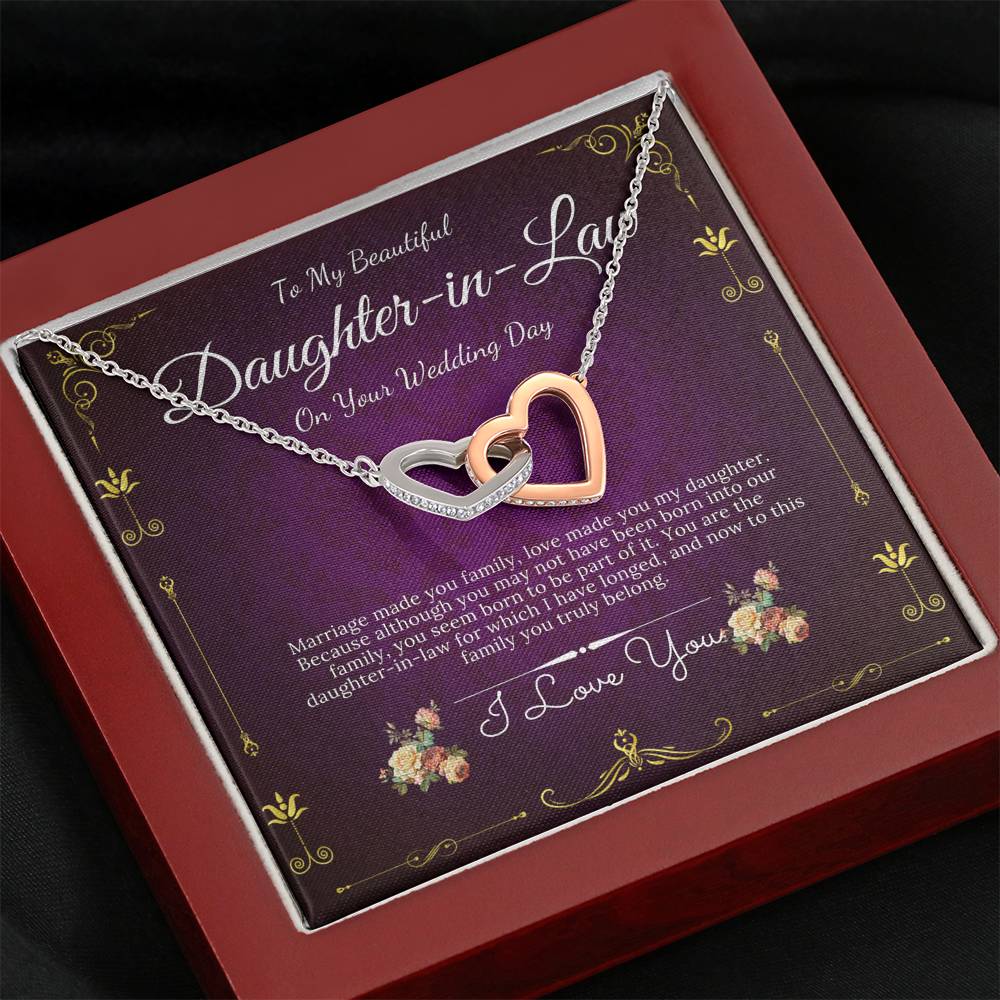 Interlocking Heart Necklace, Daughter In Law Gift On Wedding Day, Future Daughter In Law, Daughter In Law Wedding Gift Mother In Law, #0078