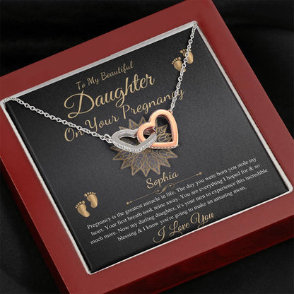 Pregnant Daughter Gift From Mother,First Time Mom Gift For Daughter, Congratulations Pregnancy Gift, New Mom Necklace, Interlocking Heart #0211