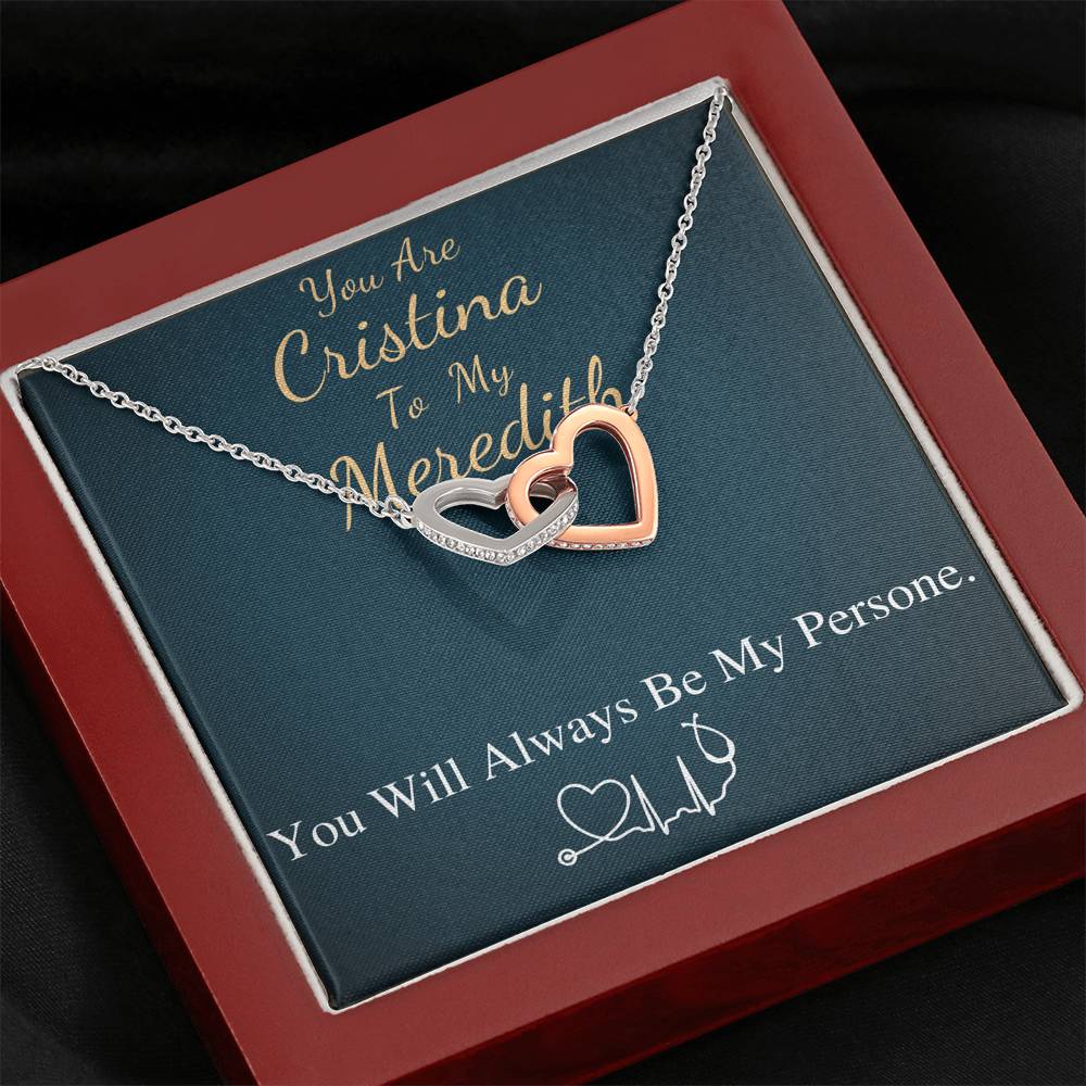You Are The Cristina To My Meredith Necklace, Grey's Anatomy, Best Friend Gift, Grey Anatomy Gift, My Person Necklace, Linked Heart #0579