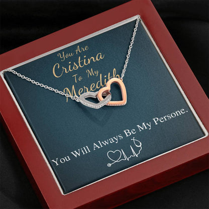 You Are The Cristina To My Meredith Necklace, Grey's Anatomy, Best Friend Gift, Grey Anatomy Gift, My Person Necklace, Linked Heart #0579