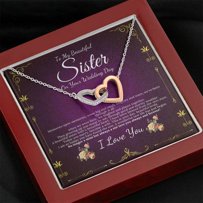 Interlocking Heart Sister Wedding Gift from Sister Wedding Day Gift for Bride from Sister Rehearsal Dinner Gift from Brother to Sister #0089
