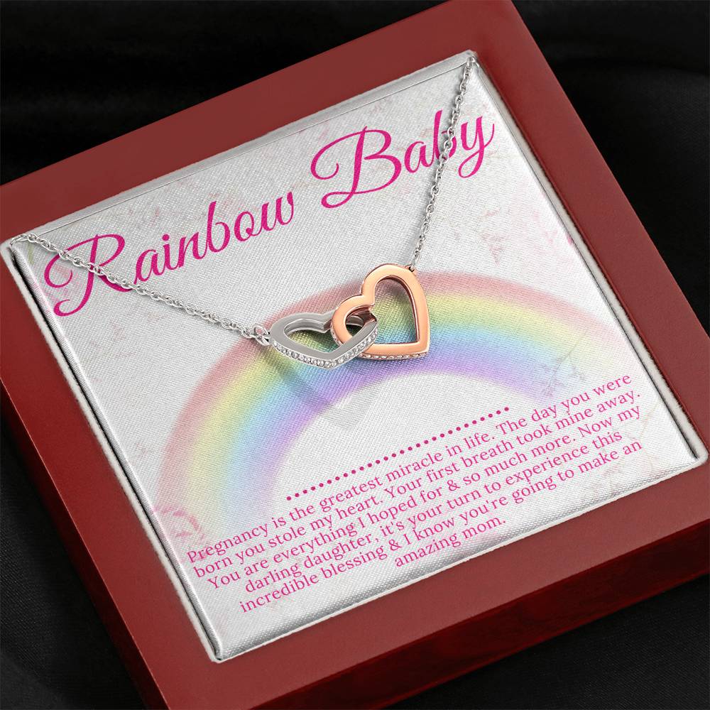 Rainbow Baby Gift for Mom, Rainbow Baby Card, Godchild Gift,Miracle Baby,Rainbow Baby Shower Gift,After Miscarriage,Interlocking Heart #0230 -2