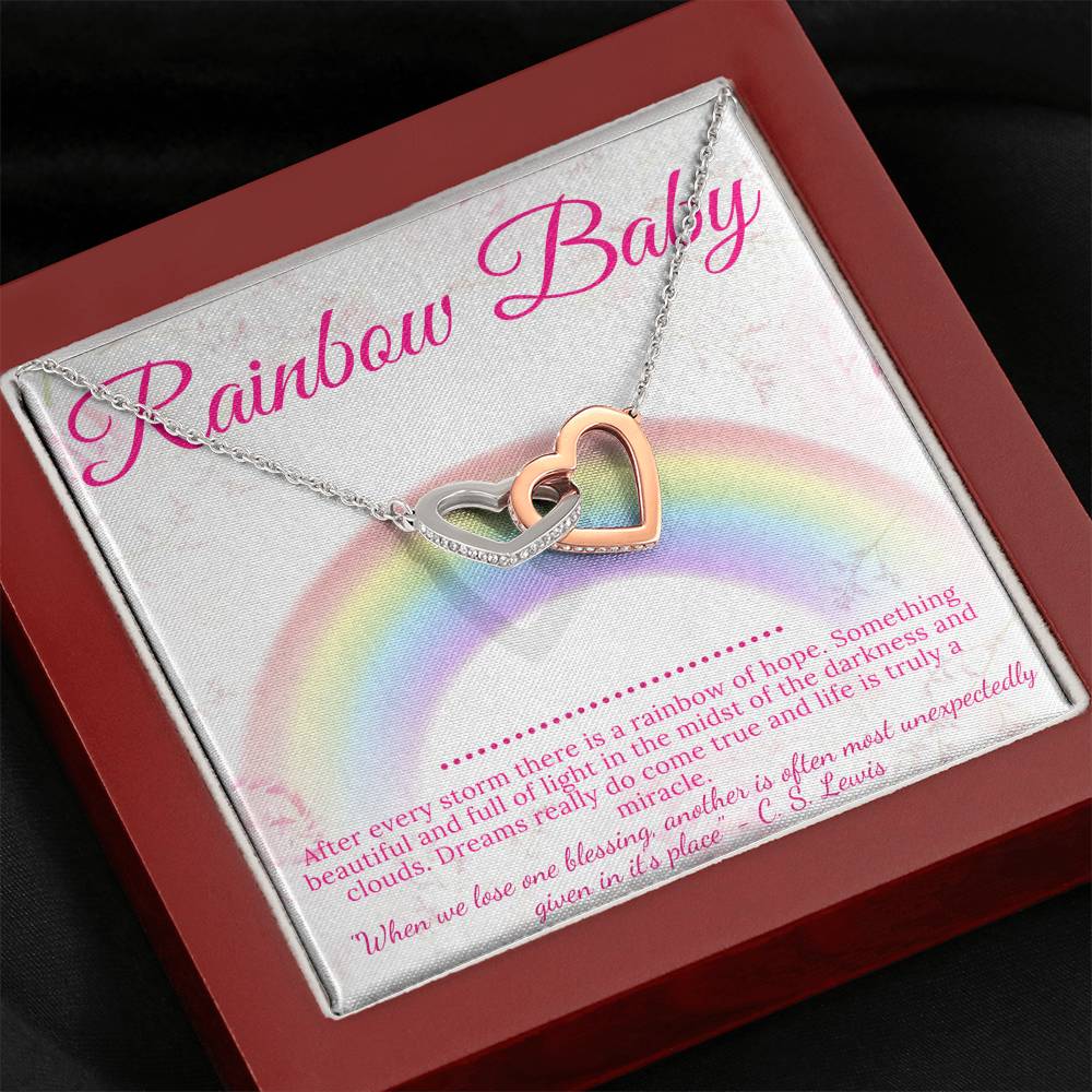 Rainbow Baby Gift for Mom, Rainbow Baby Card, Godchild Gift,Miracle Baby,Rainbow Baby Shower Gift,After Miscarriage,Interlocking Heart #0230 fainal