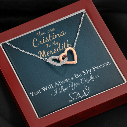 You Are The Cristina To My Meredith Necklace, Grey's Anatomy, Best Friend Gift, Grey Anatomy Gift, My Person Necklace, Linked Heart #0579 caytlynn