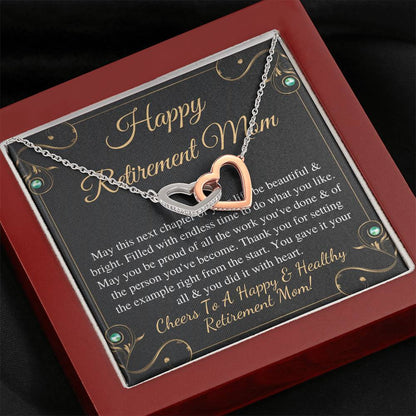 Initials Hearts, Mom Retirement Necklace Gift, Retirement Gift For Mom, Gift For Retiring Mother, Happy Retirement Gift, Best Retirement
