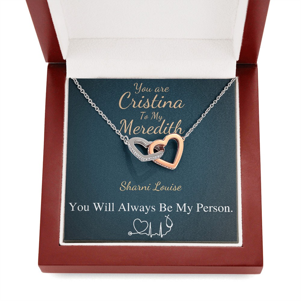 You Are The Cristina To My Meredith Necklace, Grey's Anatomy, Best Friend Gift, Grey Anatomy Gift, My Person Necklace, Linked Heart #0579 Sharni Louise
