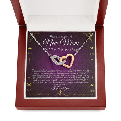 New Mom Gift Jewelry First Time Mom Gift for First Mother's Day Gift For New Mommy Gift For Baby Shower, Interlocking Heart #0262 new
