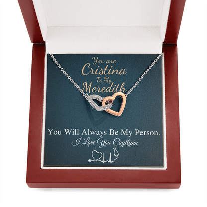 You Are The Cristina To My Meredith Necklace, Grey's Anatomy, Best Friend Gift, Grey Anatomy Gift, My Person Necklace, Linked Heart #0579 caytlynn
