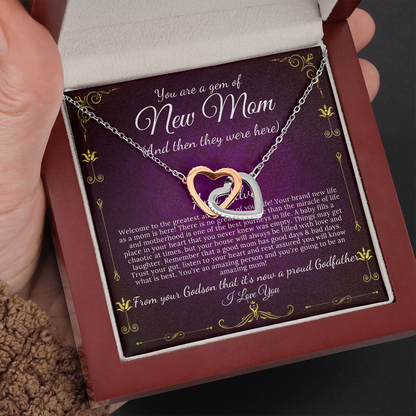 New Mom Gift Jewelry First Time Mom Gift for First Mother's Day Gift For New Mommy Gift For Baby Shower, Interlocking Heart #0262 ana
