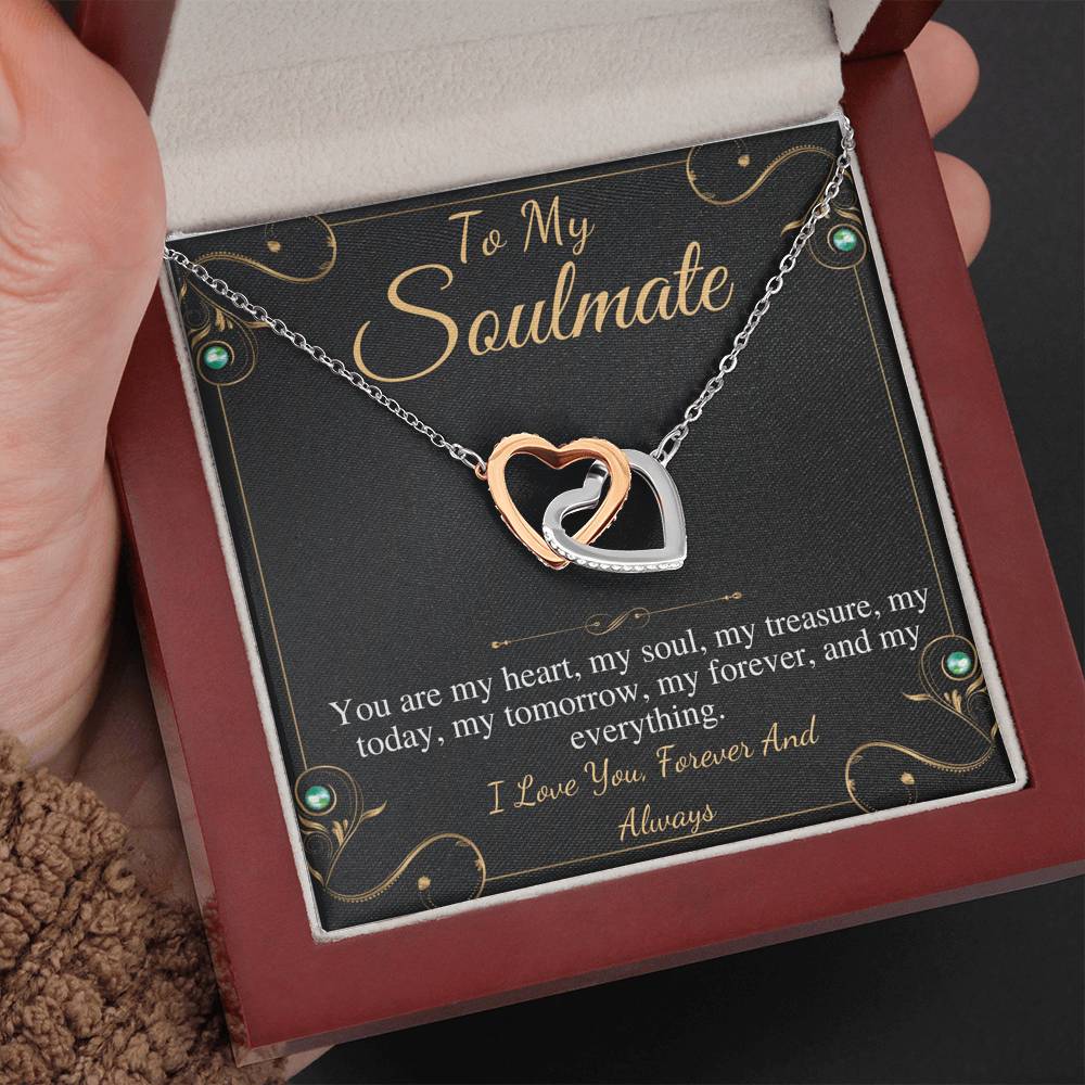 To my soulmate necklace, You are my heart, my soul, forever and always, wife gift, girlfriend gift, Wife Anniversary Gift,Linked Heart #0627