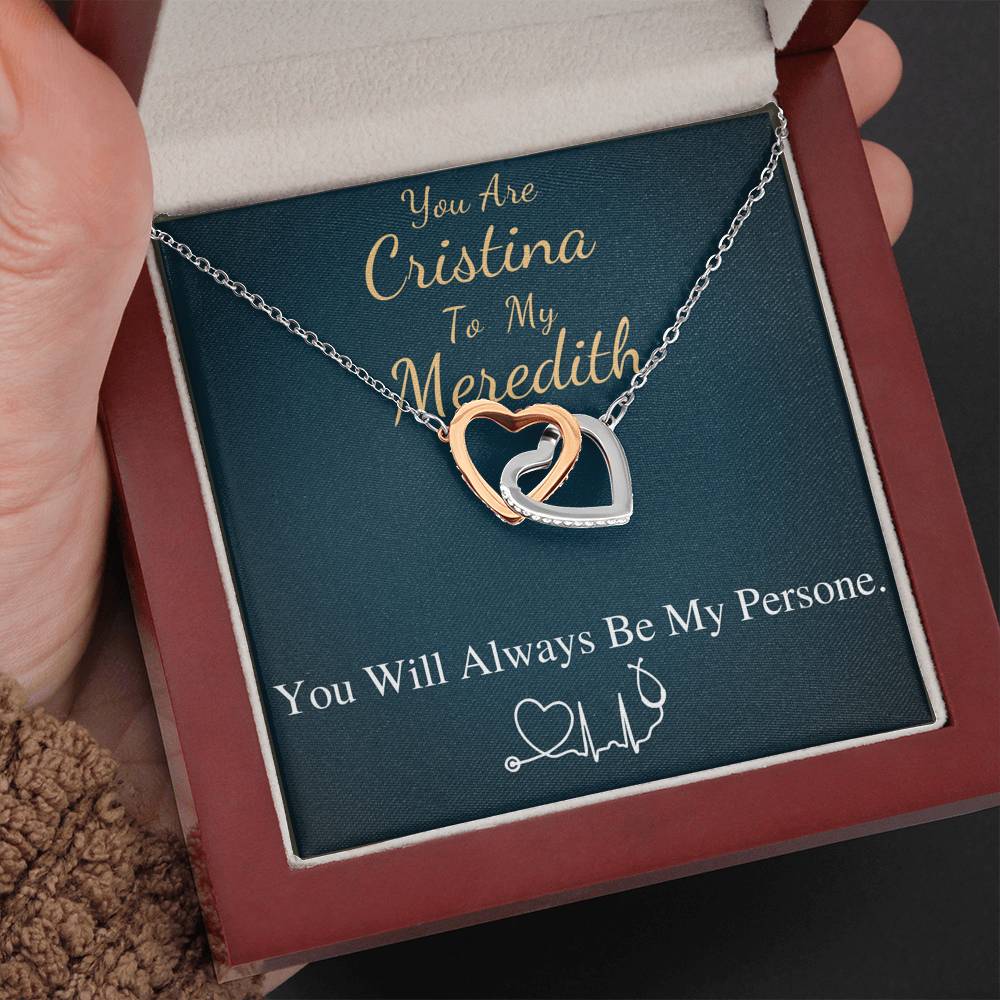 You Are The Cristina To My Meredith Necklace, Grey's Anatomy, Best Friend Gift, Grey Anatomy Gift, My Person Necklace, Linked Heart #0579