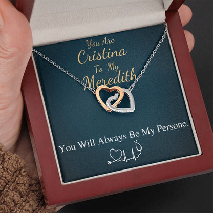 You Are The Cristina To My Meredith Necklace, Grey's Anatomy, Best Friend Gift, Grey Anatomy Gift, My Person Necklace, Linked Heart #0579