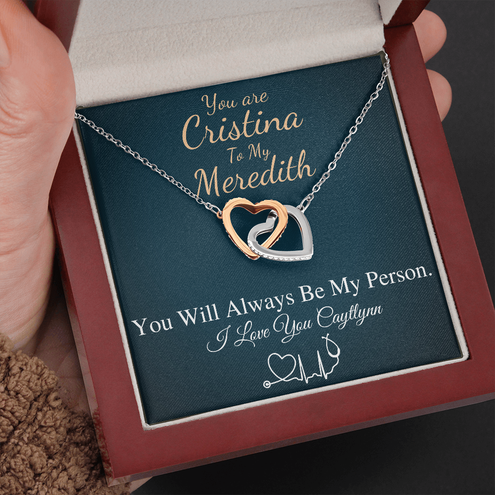 You Are The Cristina To My Meredith Necklace, Grey's Anatomy, Best Friend Gift, Grey Anatomy Gift, My Person Necklace, Linked Heart #0579 caytlynn