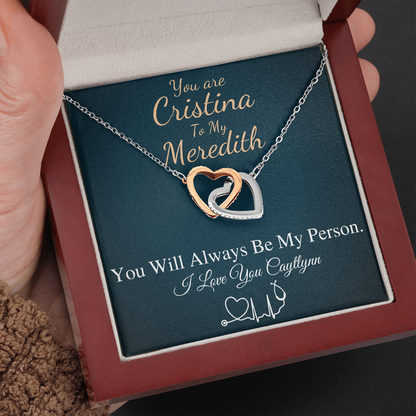 You Are The Cristina To My Meredith Necklace, Grey's Anatomy, Best Friend Gift, Grey Anatomy Gift, My Person Necklace, Linked Heart #0579 caytlynn