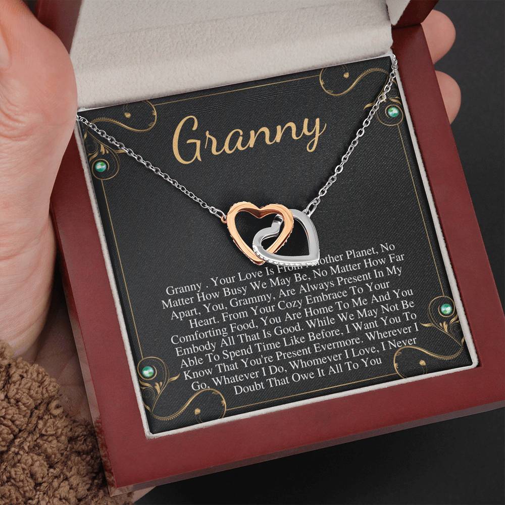 Gift For Granny Necklace, Granny Birthday Gift From Granddaughter/Grandson To Granny Necklace Granny Bday Gift Idea, sInterlock Hearts #0500