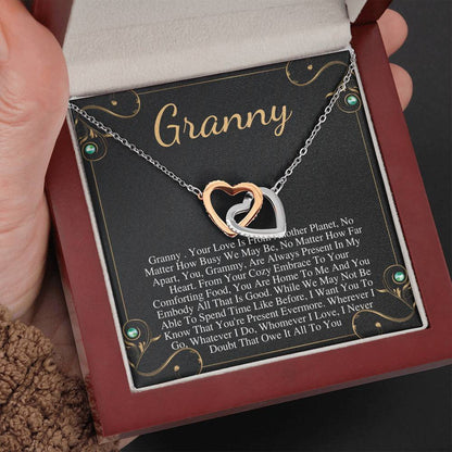 Gift For Granny Necklace, Granny Birthday Gift From Granddaughter/Grandson To Granny Necklace Granny Bday Gift Idea, sInterlock Hearts #0500