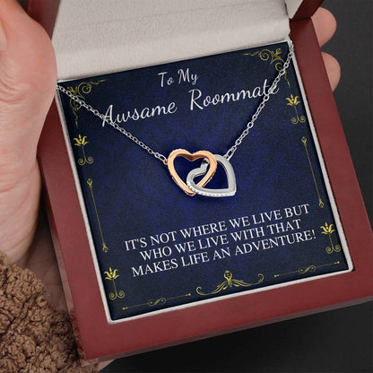 Gift for Roommate, Necklace for Roommate, Roommate Birthday Gift, Roommate Appreciation Gift, Roomie Christmas Gift, Linked Heart #0588