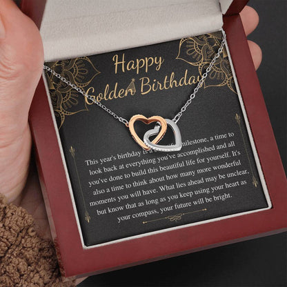 Golden Birthday Gift Necklace, Happy Golden Birthday, Golden Birthday Jewelry,Special Gift,Golden Birthday Present,Link Heart Necklace #0648