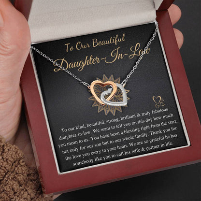 Daughter-In-Law Gift Necklace: Wedding Gift, Jewelry From Mother-In Law, Gift for Bride Linked Heart Necklace, Necklace For Bride  #0079